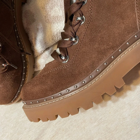 Steve Madden Rainer Lace Front Chunky Boots Suede NEW​​ - Picture 3 of 13